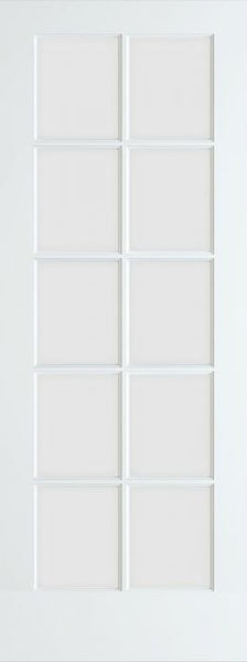 WDMA 18x80 Door (1ft6in by 6ft8in) Patio Barn Smooth 80in Primed 10 Lite French Single Door Clear Glass 1