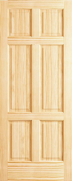 WDMA 18x80 Door (1ft6in by 6ft8in) Interior Swing Pine 80in 6 Panel Clear Single Door 1