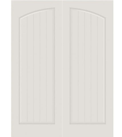 WDMA 20x80 Door (1ft8in by 6ft8in) Interior Barn Smooth SV1060 MDF PLANK/V-GROOVE 1 Panel Arch Panel Double Door 1