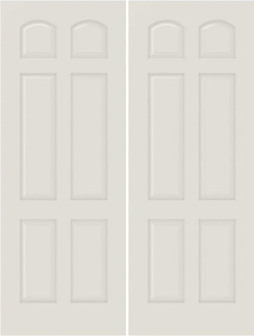 WDMA 20x80 Door (1ft8in by 6ft8in) Interior Bypass Smooth 6030 MDF 6 Panel Arch Panel Double Door 1