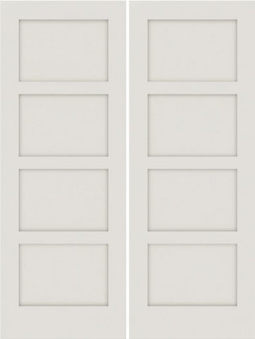 WDMA 20x80 Door (1ft8in by 6ft8in) Interior Barn Smooth SS 4100 MDF 4 Panel Shaker Double Door 1