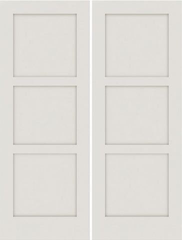 WDMA 20x80 Door (1ft8in by 6ft8in) Interior Barn Smooth SS 3100 MDF 3 Panel Shaker Double Door 1