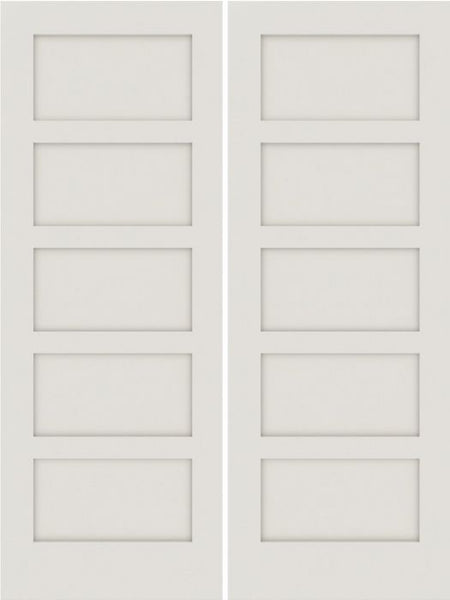 WDMA 20x80 Door (1ft8in by 6ft8in) Interior Barn Smooth SS 5100 MDF 5 Panel Shaker Double Door 1