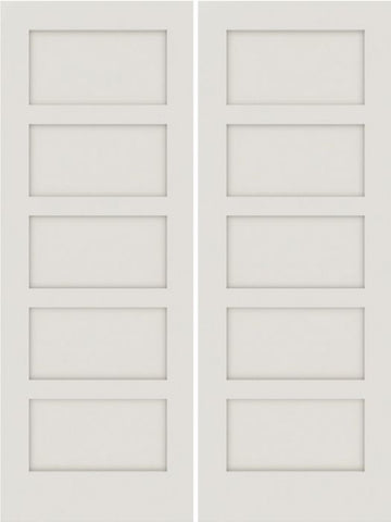 WDMA 20x80 Door (1ft8in by 6ft8in) Interior Barn Smooth SS 5100 MDF 5 Panel Shaker Double Door 1