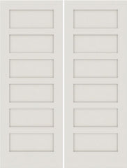 WDMA 20x80 Door (1ft8in by 6ft8in) Interior Swing Smooth 6100 MDF 6 Panel Shaker Double Door 1