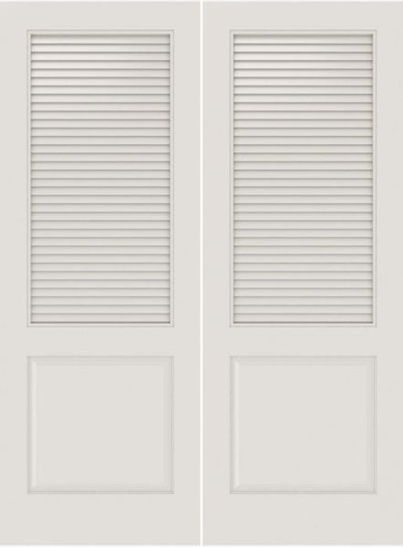 WDMA 20x80 Door (1ft8in by 6ft8in) Interior Barn Smooth SL-2010-LVR-PNL MDF 2 Panel Vented Louver Double Door 1