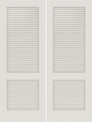 WDMA 20x80 Door (1ft8in by 6ft8in) Interior Swing Smooth SL-2010-LVRL MDF 2 Panel Vented Louver Double Door 1