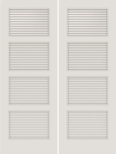 WDMA 20x80 Door (1ft8in by 6ft8in) Interior Swing Smooth SL-4100-LVR 4 Panel Vented Louver Double Door 1