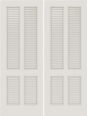 WDMA 20x80 Door (1ft8in by 6ft8in) Interior Swing Smooth SL-4010-LVR MDF 4 Panel Vented Louver Double Door 1