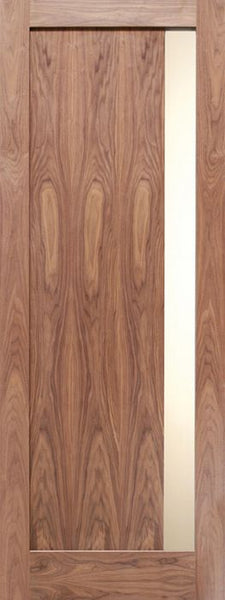 WDMA 24x80 Door (2ft by 6ft8in) Interior Barn Walnut Modern Slimlite Shaker Left Single Door w/ Matte Glass SH-15 1