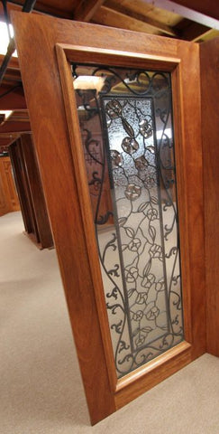 WDMA 24x84 Door (2ft by 7ft) Exterior Mahogany Floral Scrollwork Ironwork Glass Single Door  2