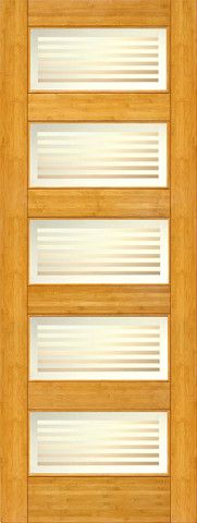 WDMA 24x96 Door (2ft by 8ft) Interior Swing Bamboo BM-12 Contemporary 5 Lite Matte Bars Glass Single Door 1