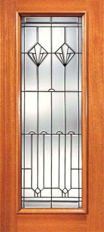 WDMA 24x96 Door (2ft by 8ft) Exterior Mahogany Full Lite Contemporary Art Deco Glass Single Door 1