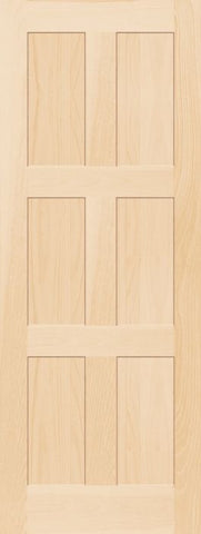 WDMA 26x80 Door (2ft2in by 6ft8in) Interior Swing Pine 796R Wood 6 Panel Transitional Shaker Single Door 1