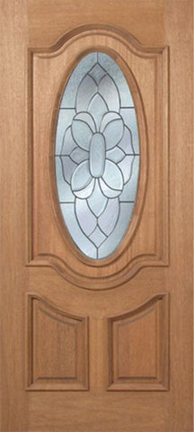 WDMA 30x80 Door (2ft6in by 6ft8in) Exterior Mahogany Carmel Single Door w/ BO Glass - 6ft8in Tall 1