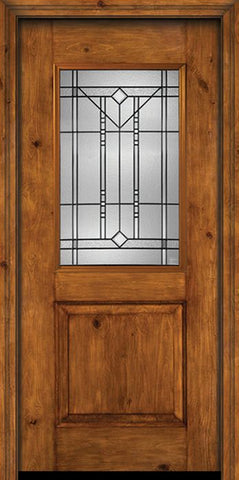 WDMA 30x80 Door (2ft6in by 6ft8in) Exterior Knotty Alder Alder Rustic Plain Panel 1/2 Lite Single Entry Door Riverwood Glass 1