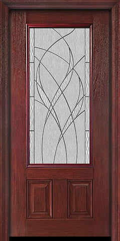 WDMA 30x80 Door (2ft6in by 6ft8in) Exterior Cherry 3/4 Lite Two Panel Single Entry Door Waterside Glass 1