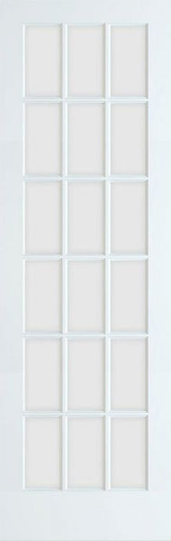 WDMA 30x96 Door (2ft6in by 8ft) Interior Swing Smooth 96in Primed 18 Lite French Single Door Clear Tempered Glass 1