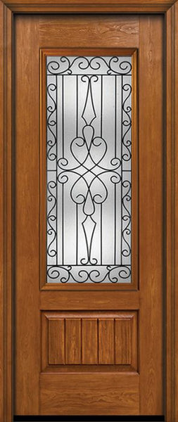 WDMA 30x96 Door (2ft6in by 8ft) Exterior Cherry 96in Plank Panel 3/4 Lite Single Entry Door Wyngate Glass 1