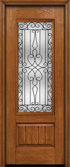 WDMA 30x96 Door (2ft6in by 8ft) Exterior Cherry 96in Plank Panel 3/4 Lite Single Entry Door Wyngate Glass 1