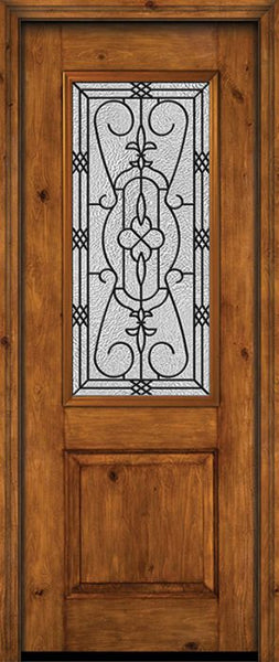 WDMA 30x96 Door (2ft6in by 8ft) Exterior Knotty Alder 96in Alder Rustic Plain Panel 2/3 Lite Single Entry Door Jacinto Glass 1