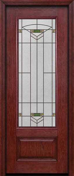 WDMA 30x96 Door (2ft6in by 8ft) Exterior Cherry 96in 3/4 Lite Single Entry Door Greenfield Glass 1