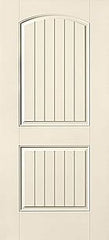 WDMA 32x80 Door (2ft8in by 6ft8in) Exterior Smooth Fiberglass Impact Door 6ft8in 2 Panel Plank Soft Arch 1