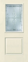 WDMA 32x80 Door (2ft8in by 6ft8in) Exterior Smooth Fiberglass Impact HVHZ Door 1/2 Lite 1 Panel Kensington 6ft8in 1