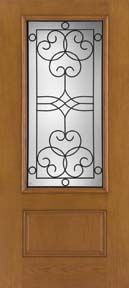 WDMA 32x80 Door (2ft8in by 6ft8in) Exterior Oak Fiberglass Impact Door 3/4 Lite Salinas 6ft8in 1