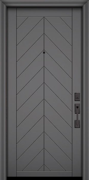 WDMA 32x80 Door (2ft8in by 6ft8in) Exterior Smooth IMPACT | 80in Chevron Solid Contemporary Door 1