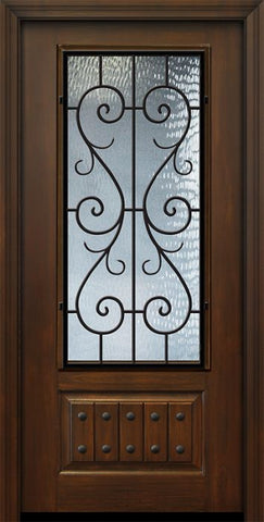 WDMA 32x80 Door (2ft8in by 6ft8in) Exterior Cherry IMPACT | 80in 1 Panel 3/4 Lite St Charles Door 1