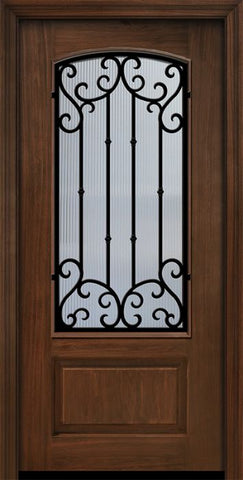 WDMA 32x80 Door (2ft8in by 6ft8in) Exterior Cherry IMPACT | 80in 1 Panel 3/4 Arch Lite Valencia Door 1