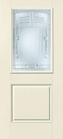 WDMA 32x80 Door (2ft8in by 6ft8in) Exterior Smooth Fiberglass Impact HVHZ Door 1/2 Lite 1 Panel Maple Park 6ft8in 1