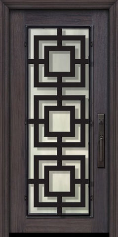 WDMA 32x80 Door (2ft8in by 6ft8in) Exterior Cherry IMPACT | 80in Full Lite Moderna Steel Grille Door 1