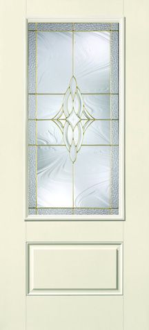 WDMA 32x80 Door (2ft8in by 6ft8in) Exterior Smooth Fiberglass Impact HVHZ Door 3/4 Lite 1 Panel Wellesley 6ft8in 1