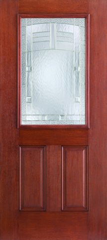 WDMA 32x80 Door (2ft8in by 6ft8in) Exterior Mahogany Fiberglass Impact HVHZ Door 1/2 Lite 2 Panel Maple Park 6ft8in 1