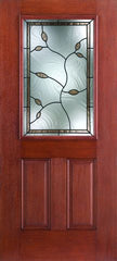 WDMA 32x80 Door (2ft8in by 6ft8in) Exterior Mahogany Fiberglass Impact HVHZ Door 1/2 Lite 2 Panel Avonlea 6ft8in 1