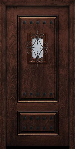 WDMA 32x80 Door (2ft8in by 6ft8in) Exterior Mahogany 80in 2 Panel Square Door with Speakeasy / Clavos 1