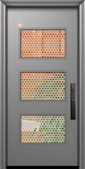 WDMA 32x80 Door (2ft8in by 6ft8in) Exterior Smooth 80in Santa Monica Solid Contemporary Door w/Metal Grid 1