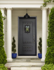 WDMA 32x80 Door (2ft8in by 6ft8in) Exterior 80in ThermaPlus Steel 2 Panel Door with Speakeasy / Clavos 2