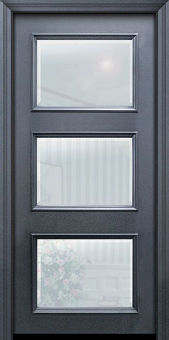 WDMA 32x80 Door (2ft8in by 6ft8in) Exterior 80in ThermaPlus Steel 3 Lite Continental Door w/ Beveled Glass 1