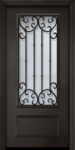 WDMA 32x80 Door (2ft8in by 6ft8in) Exterior 80in ThermaPlus Steel Valencia 1 Panel 3/4 Lite Door 1