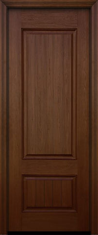 WDMA 32x96 Door (2ft8in by 8ft) Exterior Mahogany IMPACT | 96in 2 Panel Square V-grooved Door 1