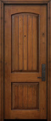 WDMA 32x96 Door (2ft8in by 8ft) Exterior Knotty Alder 96in 2 Panel Arch V-Groove Door 1