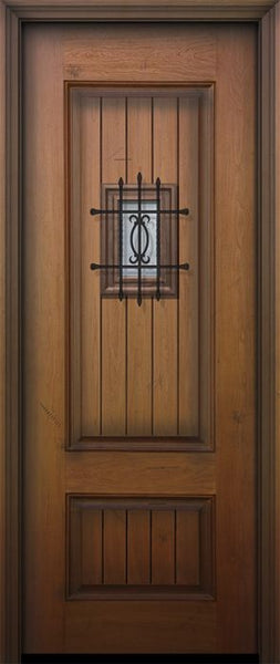 WDMA 32x96 Door (2ft8in by 8ft) Exterior Mahogany IMPACT | 96in 2 Panel Square V-Grooved Door with Speakeasy 1