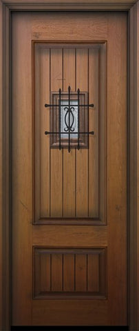 WDMA 32x96 Door (2ft8in by 8ft) Exterior Mahogany IMPACT | 96in 2 Panel Square V-Grooved Door with Speakeasy 1