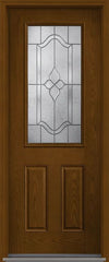 WDMA 32x96 Door (2ft8in by 8ft) Exterior Oak Concorde 8ft Half Lite 2 Panel Fiberglass Single Door HVHZ Impact 1