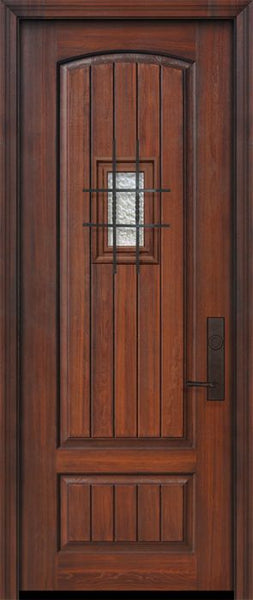 WDMA 32x96 Door (2ft8in by 8ft) Exterior Cherry 96in 2 Panel Arch V-Grooved or Knotty Alder Door with Speakeasy 1