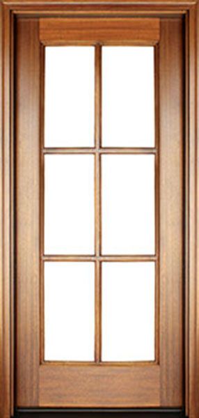 WDMA 34x78 Door (2ft10in by 6ft6in) Patio Mahogany Full View SDL 6 Lite Impact Single Door 1-3/4 Thick 1