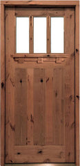 WDMA 34x78 Door (2ft10in by 6ft6in) Exterior Knotty Alder Craftsman Seneca Single Door 3-Lite 1